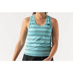 Rabbit EZ Tank Striped Racerback Size Small Teal Women